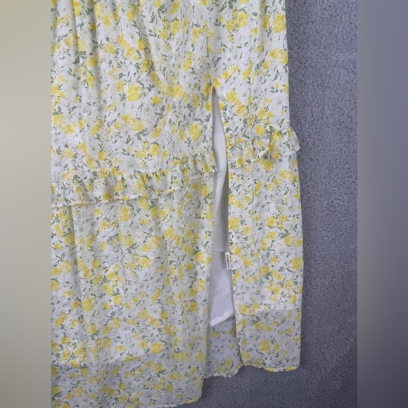 Dainty yellow floral elastic waist tiered maxi skirt size M preowned prairie - Picture 5 of 9